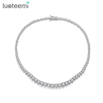 

LUOTEEMI Choker Necklace Clear CZ Stone Exquisite Fashion Jewellery Tennis Chain Accessories for Women Engagement Birthday Gifts