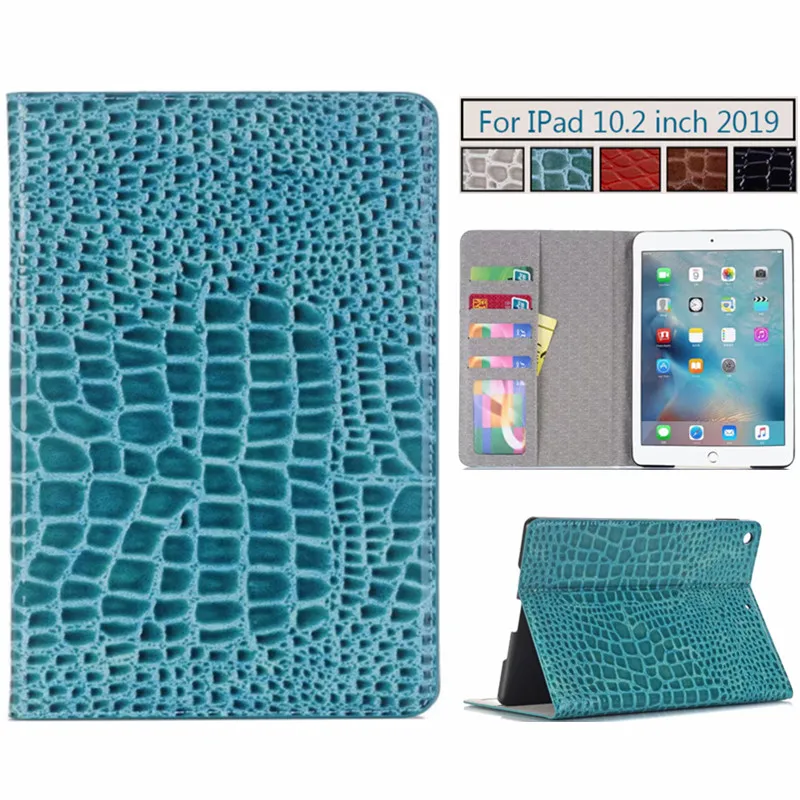 Tablet Stand Smart Case for iPad 10.2 Case iPad 7 7th Generation A2200 A2197 Cover Crocodile Pattern Leather Tablet Case