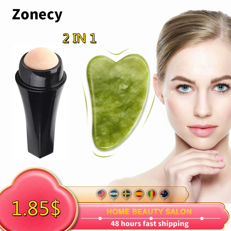 2 in 1 Jade Guasha Massage Board Natural Stone Gua Sha Scraper Tool Face Oil Remove Volcanic Roller Skin Care Meridian Scraping gua sha massage tool skin scraping natural carnelian red agate gemstone crystal healing stone jade guacha board facial scraper