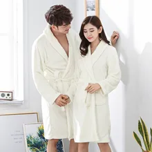 Loose Winter Nightgown Sleepwear Home Clothing Solid Colour Intimate Lingerie Full Sleeve Kimono Bathrobe Gown For Men&women