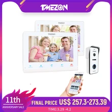 TMEZON/Wireless Wifi inteligente timbre de Video de IP Intercom Sistema de 10 pulgadas + 7 pulgadas Monitor de pantalla con 1x720P con cable de la puerta teléfono Cámara