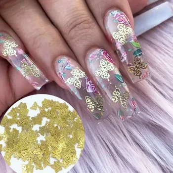

Gold Mini Metal Butterflies Glitter Metallic Nail Sequins Flakes Ultra-thin Acrylic Nails Decoration