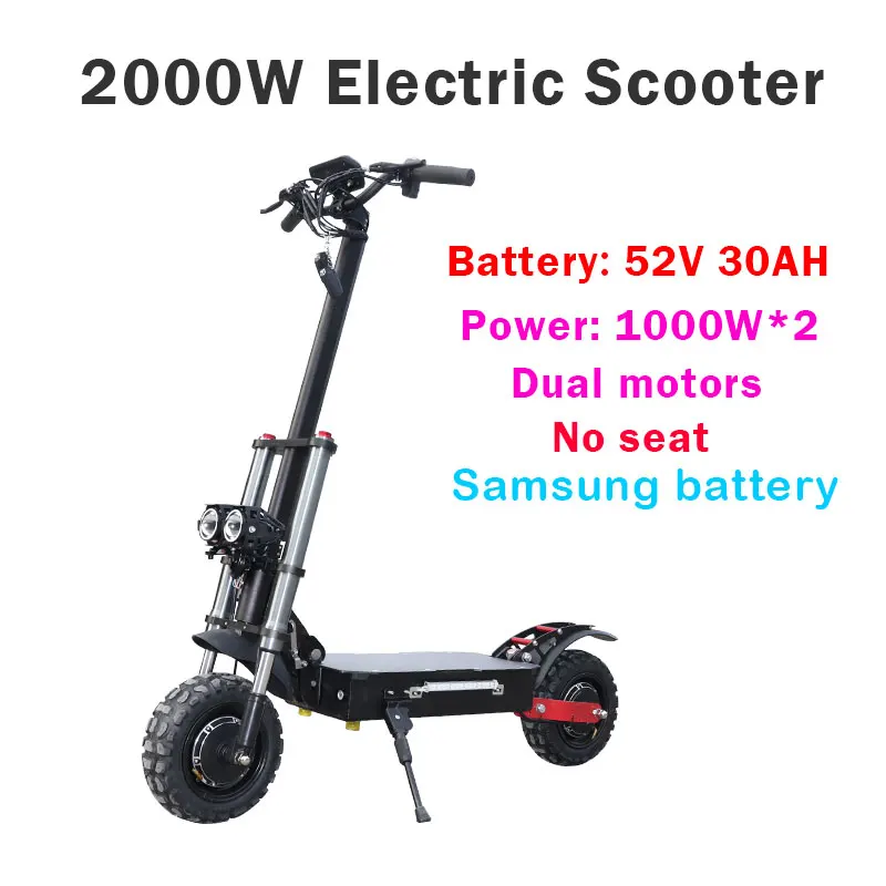 52V 30A 2000W 3200 в мощный электрический скутер 80 км/ч двойной мотор дорожные шины и внедорожные шины электрический скейтборд складной Adulto E скутер - Цвет: 52V 30A 2000W