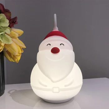 

Christmas Luminous Toy Colorful Santa Silicone Night Light Creative Dream Bedroom Table Lamp Charging Pat Light Toys