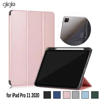 

GLIGLE Slim case for iPad Pro 11 2020 cover shell with pencil slot soft Half clear TPU cover+Gift