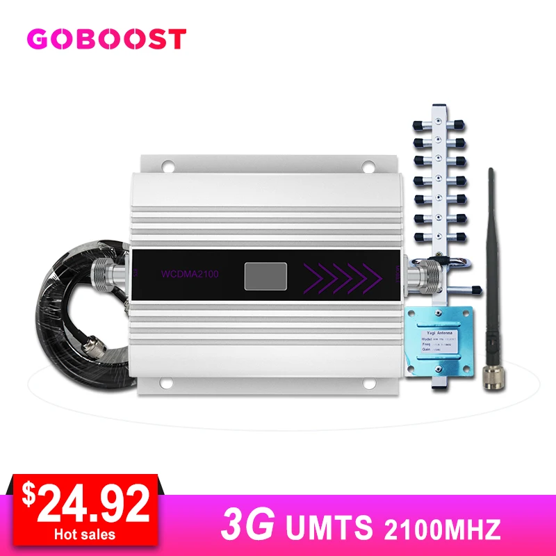 

Repeater WCDMA 2100MHZ 3G Cellular Signal Amplifier LCD Display Mobile Phone Signal Booster Yagi+Whip Antenna Coaxial Cable *