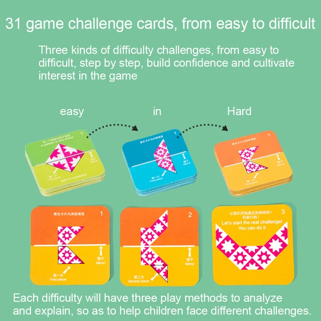 Wooden Puzzles Game Mirror Imaging Sensory Learning Children Educational Toy 3