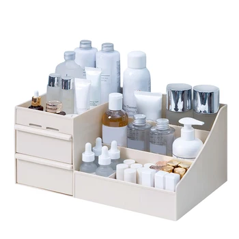 

Plastic Desktop Makeup Cosmetic Organizer Storage Box Jewelry Nail Polish Container with Drawers LBShipping