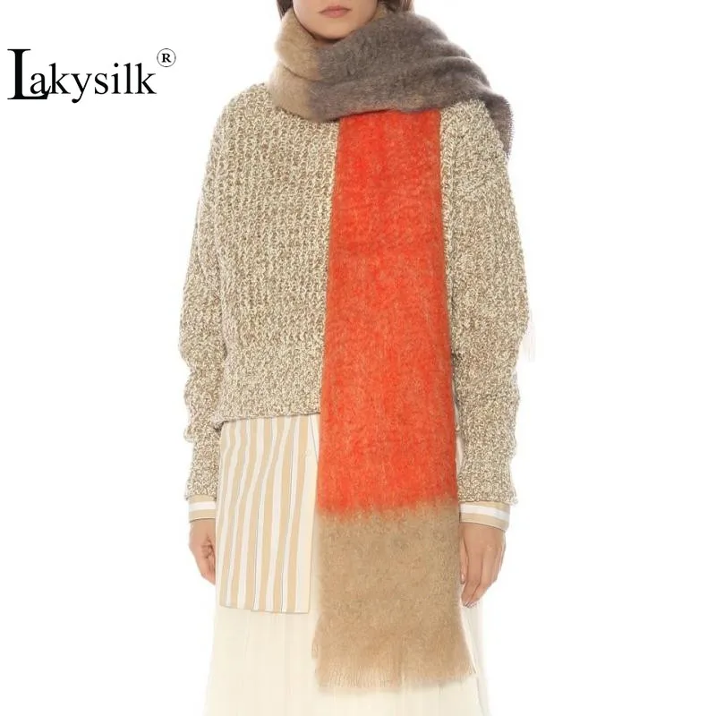 Luxury Brand Cashmere Scarf Women Winter Thicken Warm Long Large Pashmina Shawls Female Long Scarf Shawl Men Scarf 190cm Orange