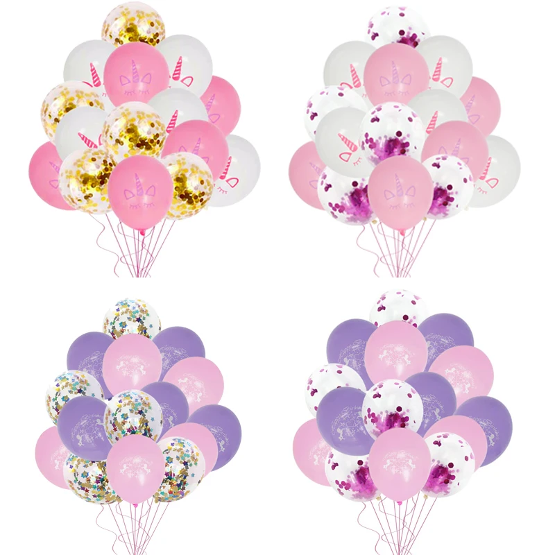

15pcs Latex Confetti Ballon Unicorn Pattren Birthday Decoration Color Balloon Kids Birthday Party Baby Shower Decor Globos