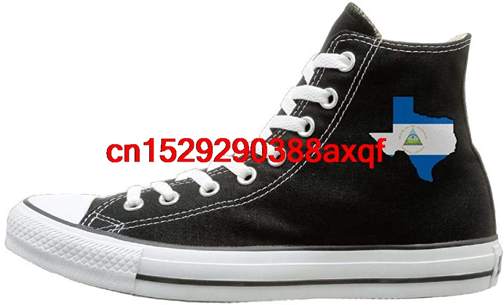 

Men's Women's Custom High Top Lace Up Canvas Shoe,Nicaragua Flag Texas Map Trainers Sneaker For Men Women