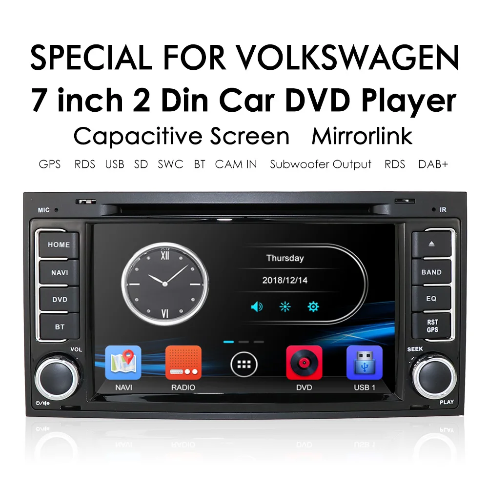 Sale Mirror link DAB+ 7 Inch radio Car DVD Player For V W  VolksWagan T ouareg Transporter T5 Multivan 2004-2011 camera IGO map TPMS 1