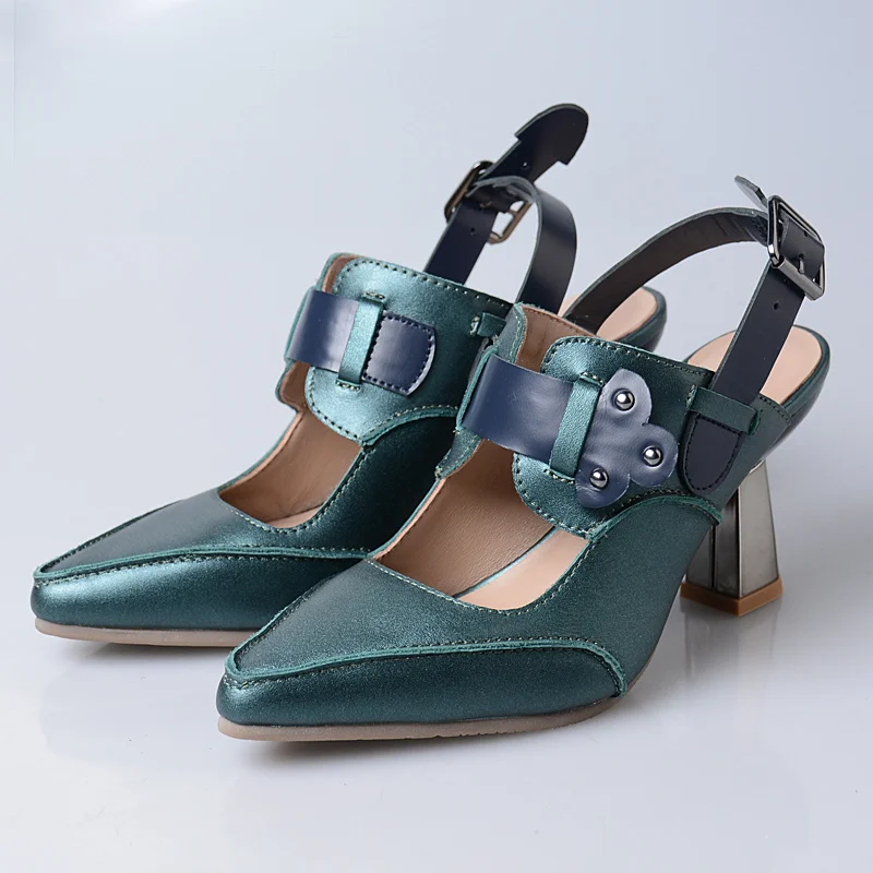

Green Women Pumps Pointed Toe High Heels Sexy Prom Dress Shoes Genuine Leather Stiletto Valentine Shoes Gladiator Sandals