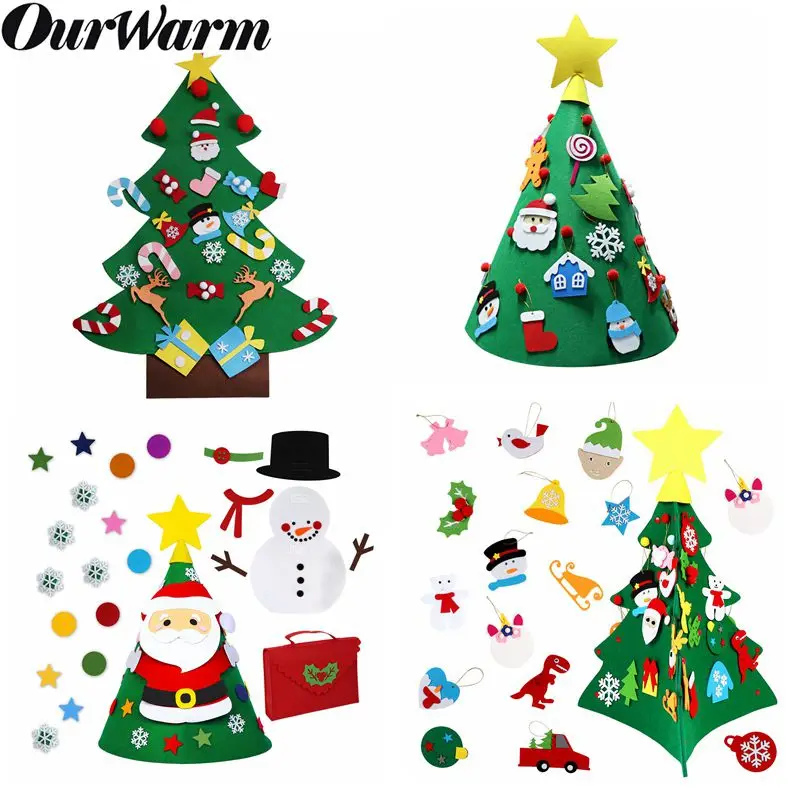 

OurWarm 3D DIY Felt Christmas Tree New Year Kids Gifts Toys Artificial Tree Xmas Home Hanging Ornaments Decoration
