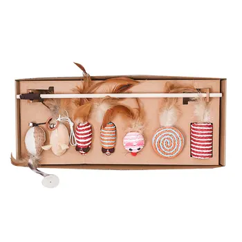 

Cat Toys Kitten Toys Cat Feather Teaser Toy Bells for Cat Puppy Kitty Kitten 7pcs Set Pet Products TP899