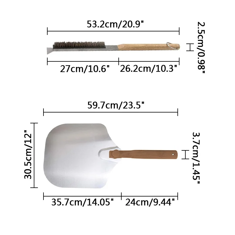 1pcs Folding Aluminum Pizza Peel Stone Palmyra Cleaning Brush Wood Handle Cook Kitchen Oven Accessory Kit Portable BBQ Bake Tool