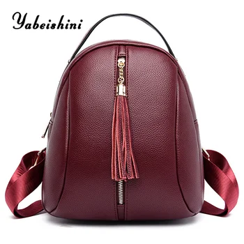 

Fashion Mini women backpack Multifunction Tassel School bag is suitable for girls PU Leather backpacks female travel backpack