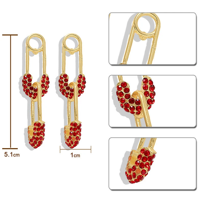 Модный уникальный дизайн CZ Paperclip, безопасные серьги-гвоздики для женщин, девушек, золотой цвет, панк, Сережки для пирсинга, аксессуары