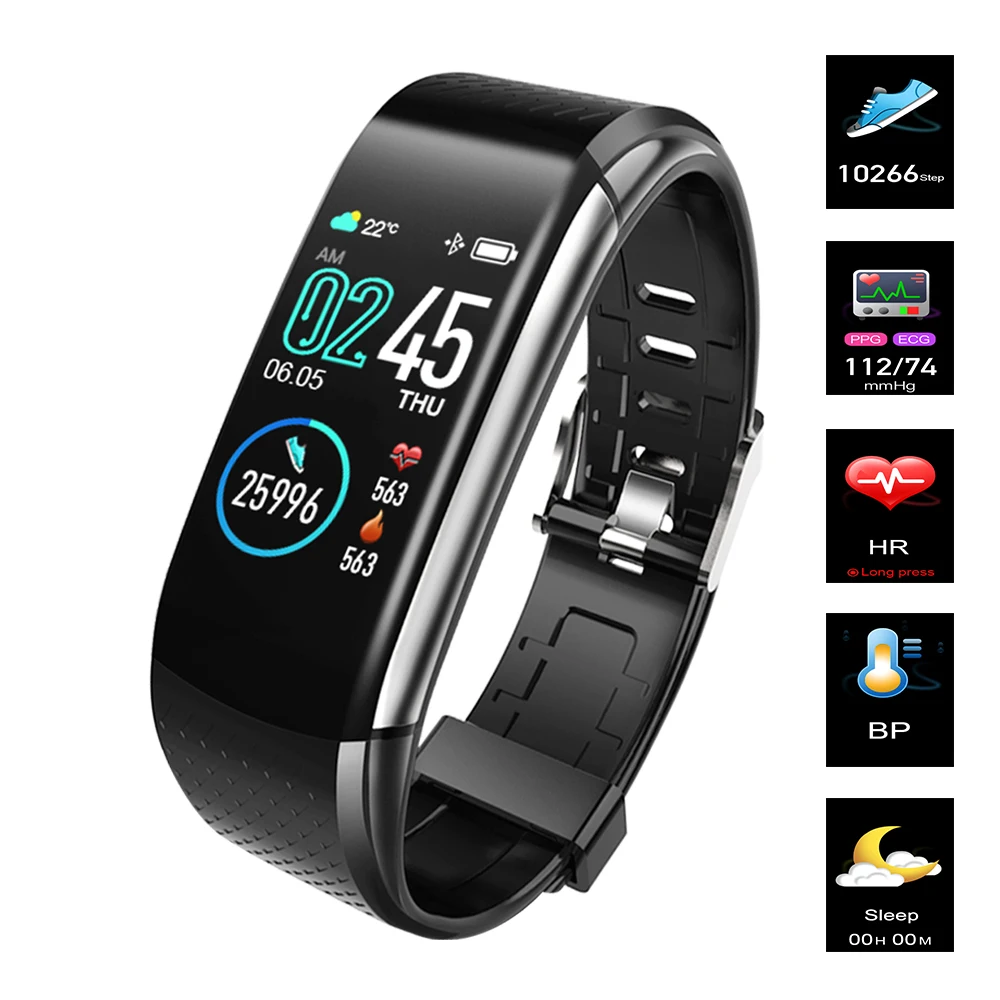 

Smart Bracelet ECG PPG Blood Pressure Smart Band Heart Rate Monitor Fitness Tracker Smart Wristband for IOS Android