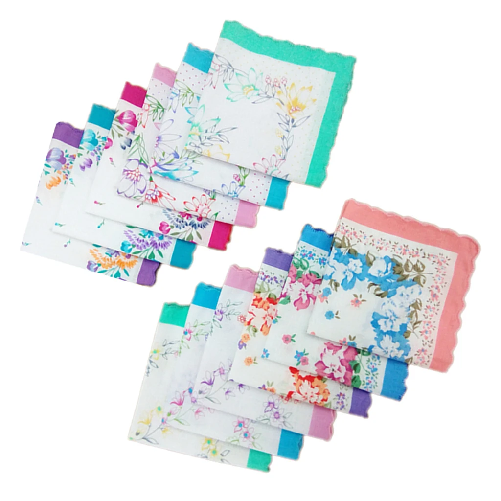 12pcs Women  Square Multicolor Hankerchiefs Fashion  Hankerchief