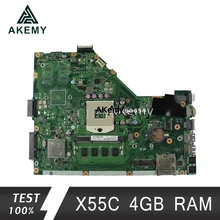 Akemy X55C материнская плата 4 ГБ ОЗУ HM76 для ASUS X55C X55CR X55V X55VD материнская плата для ноутбука X55C материнская плата X55C материнская плата