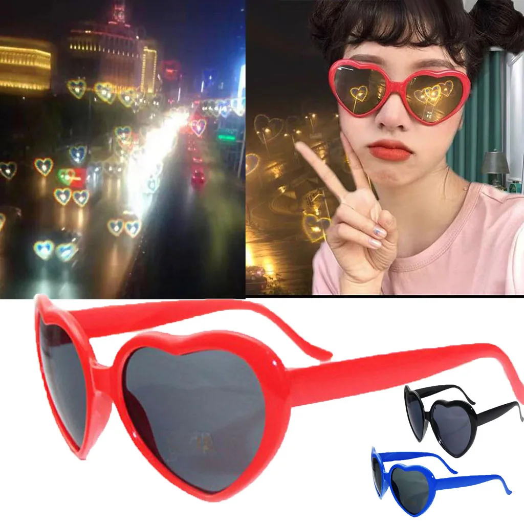 Модные женские очки для девушек, очки для влюбленных в ночное время, светящиеся в форме сердца, очки для Особых Эффектов, Винтажные Солнцезащитные очки, очки# p3