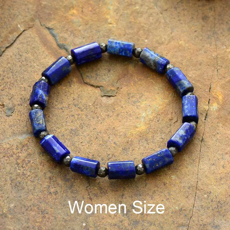 Для мужчин и женщин эластичный Браслет Лазурит эластичные браслеты мала-Йога браслеты Новые Пары подарки для любимых ювелирных изделий - Окраска металла: Lapis Women Size