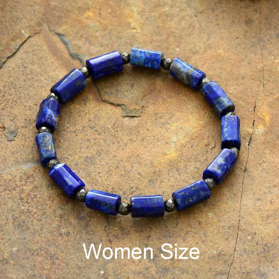 Lapis Women Size Для мужчин и женщин эластичный Браслет Лазурит эластичные браслеты мала-Йога браслеты Новые Пары подарки для любимых ювелирных изделий - Окраска металла: Lapis Women Size