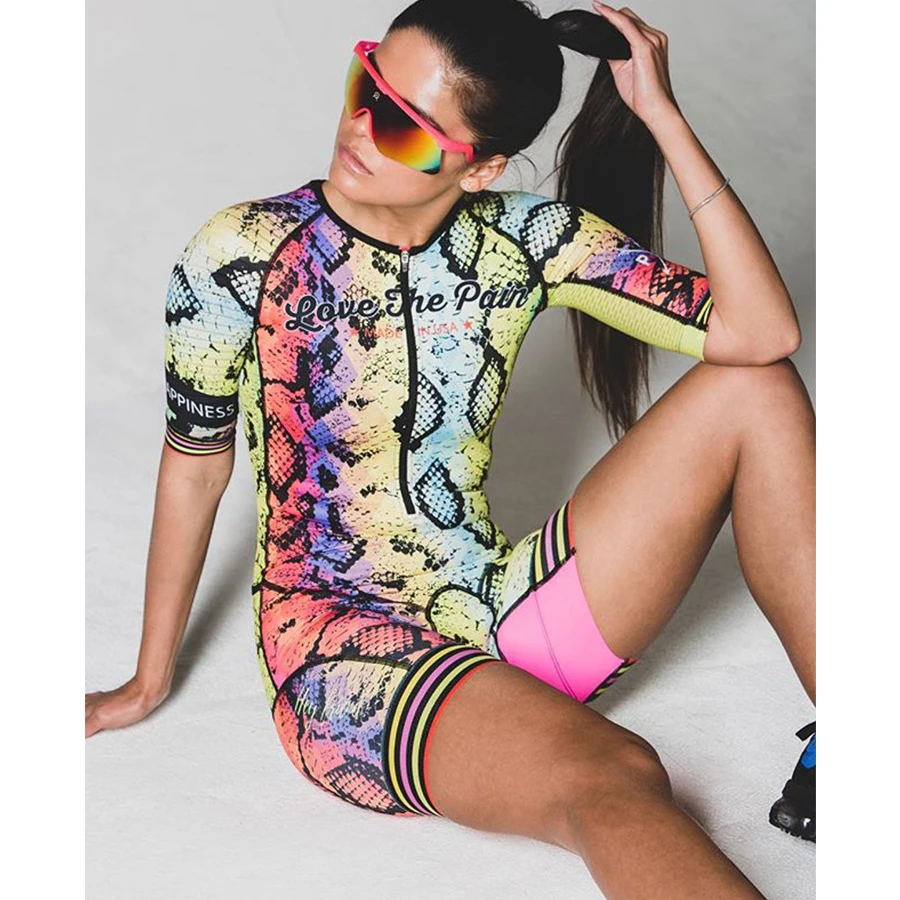 

Love the pain New Triathlon Suit Women's Customized Cycling Jersey Skinsuit Breathable Uniforme Ciclismo Ropa Ciclismo Mujer
