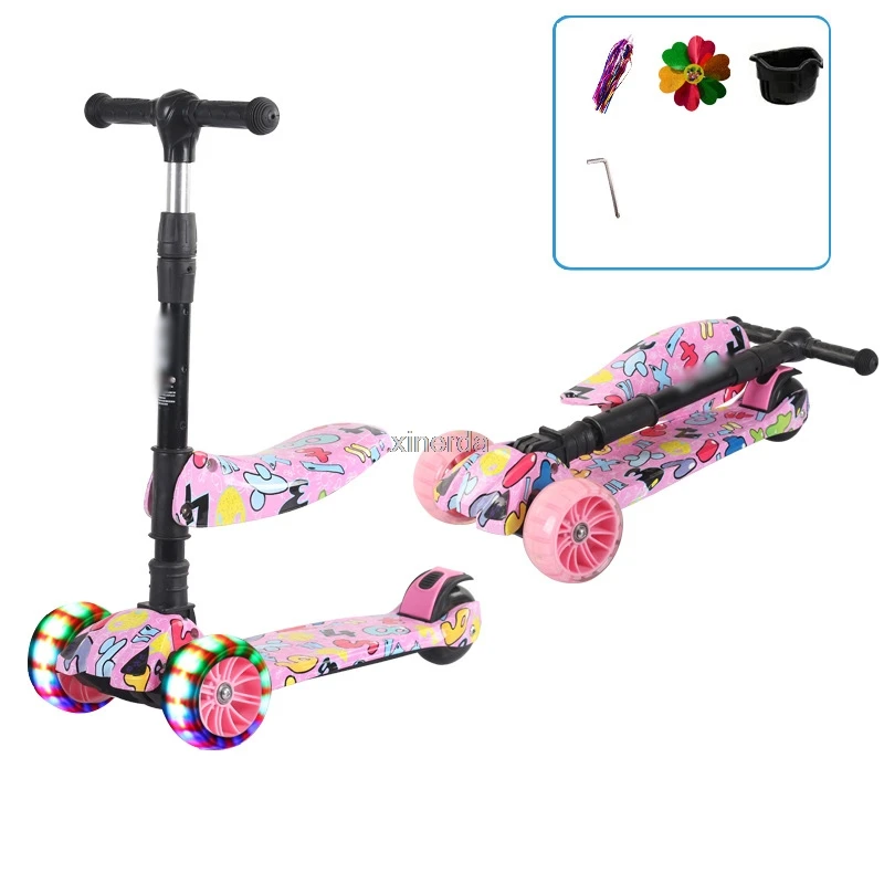 3 In 1 Kid Adjustable Kick Scooter Foldable Seat Flashing 3 Wheels Step  Scooters Children City Roller Skateboard Gifts For Kids - Kick Scooters,foot  Scooters - AliExpress