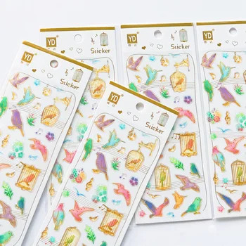 

1 Sheet /Pack Forest Birds Music Epoxy Stickers DIY Decorative Sealing Paste Stick Label