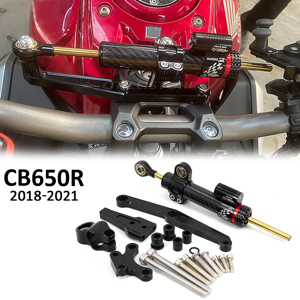 GZYF CNC Aluminum Steering Damper Stabilizer Mounting Bracket Holder Kits Compatible with Honda CB650F 2014-2016 Black