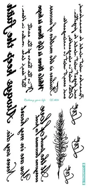 Temporary Tatoo Fake Tattoo Sticker English Letter Tattoos Tatouage Waterproof Flash Tatto Hand Foot Arm Art For Women Girl Men - Цвет: Монохромный