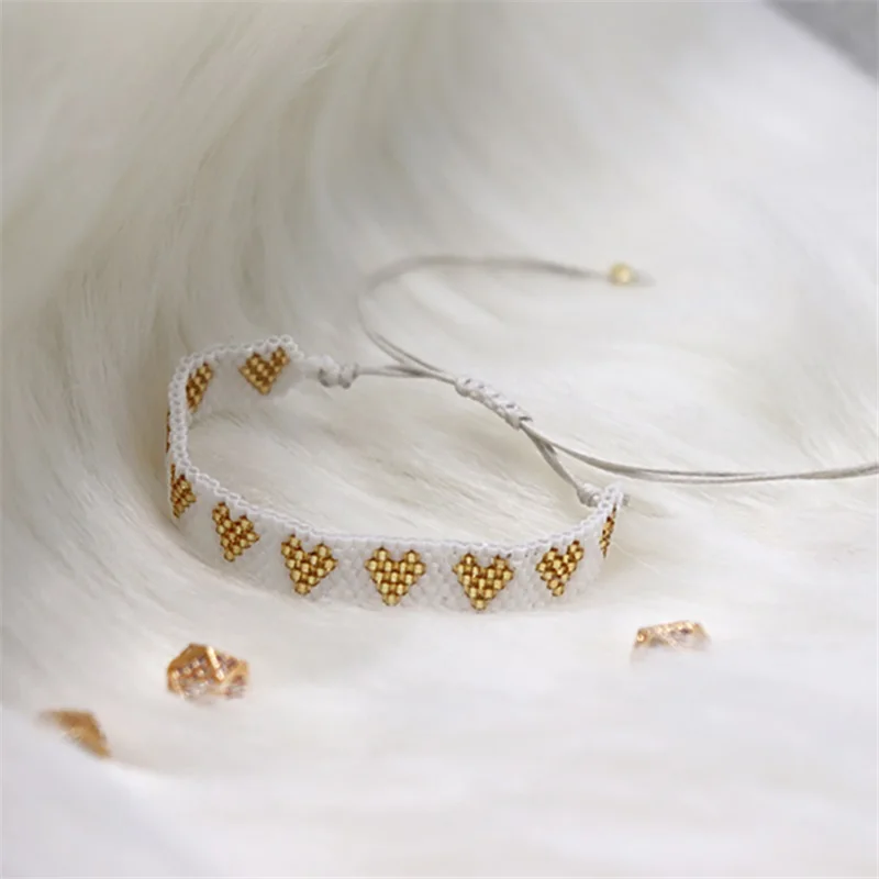 Zircon Bracelet For Women ZHONGVI Miyuki Weaving Heart Adjustable Jewelry Friendship Boho Colorful Gift