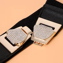 

Women Fashion Luxury Rhinestone buckle Waist Belt Female Wide Stretch Cummerbunds Strap Ladies Dress Corset Waistband Accessory