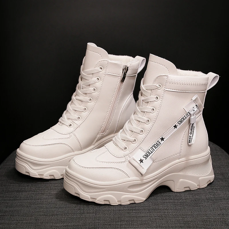 

Snow boots girl 2019 new autumn/winter joker with suede skinny ankle wadded cotton shoes web celebrity platform Martin boots