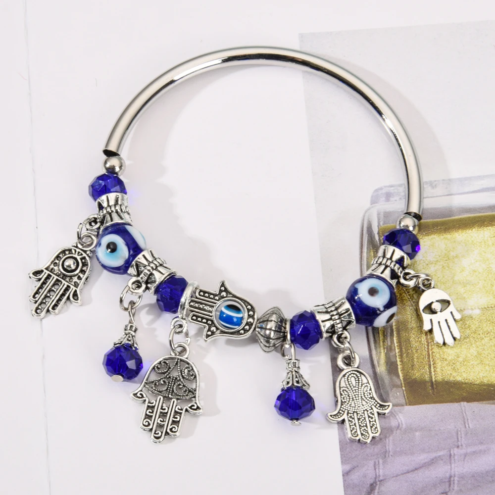 Boho Evil Eyes Хамса браслеты с подвесками для женщин хрустальные бусины Fatima Pulsera mujer Ювелирные изделия Подарки на день рождения Аксессуары