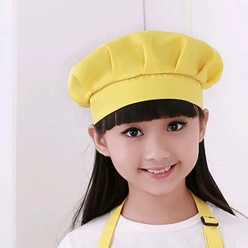 Yellow Модная милая детская модная шапка для кухни, для приготовления пищи и напитков, для выпечки, ручная работа, живопись, Новинка - Цвет: Yellow