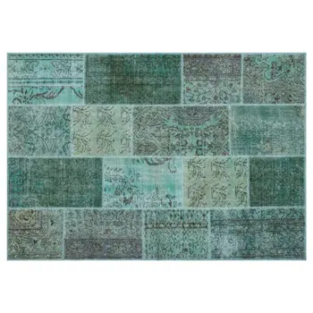 

Handmade Green Vintage Overdyed Patchwork Area Rug 160 X230 Cm-5'3''X7'7''
