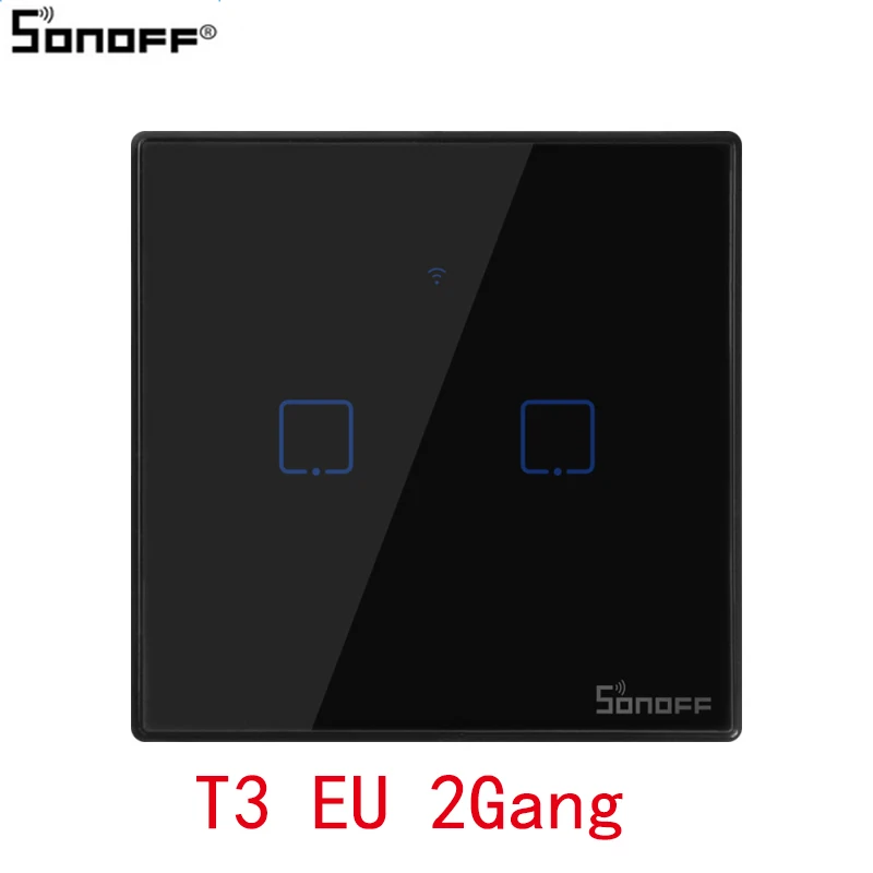 EU 2gang Интеллектуальный выключатель света SONOFF T3 TX WiFi смарт-переключателями с 1/2/3 банды переключатель Wi-Fi для Alexa Google Home домашней автоматизации ЕС/Великобритания/США - Комплект: EU 2gang