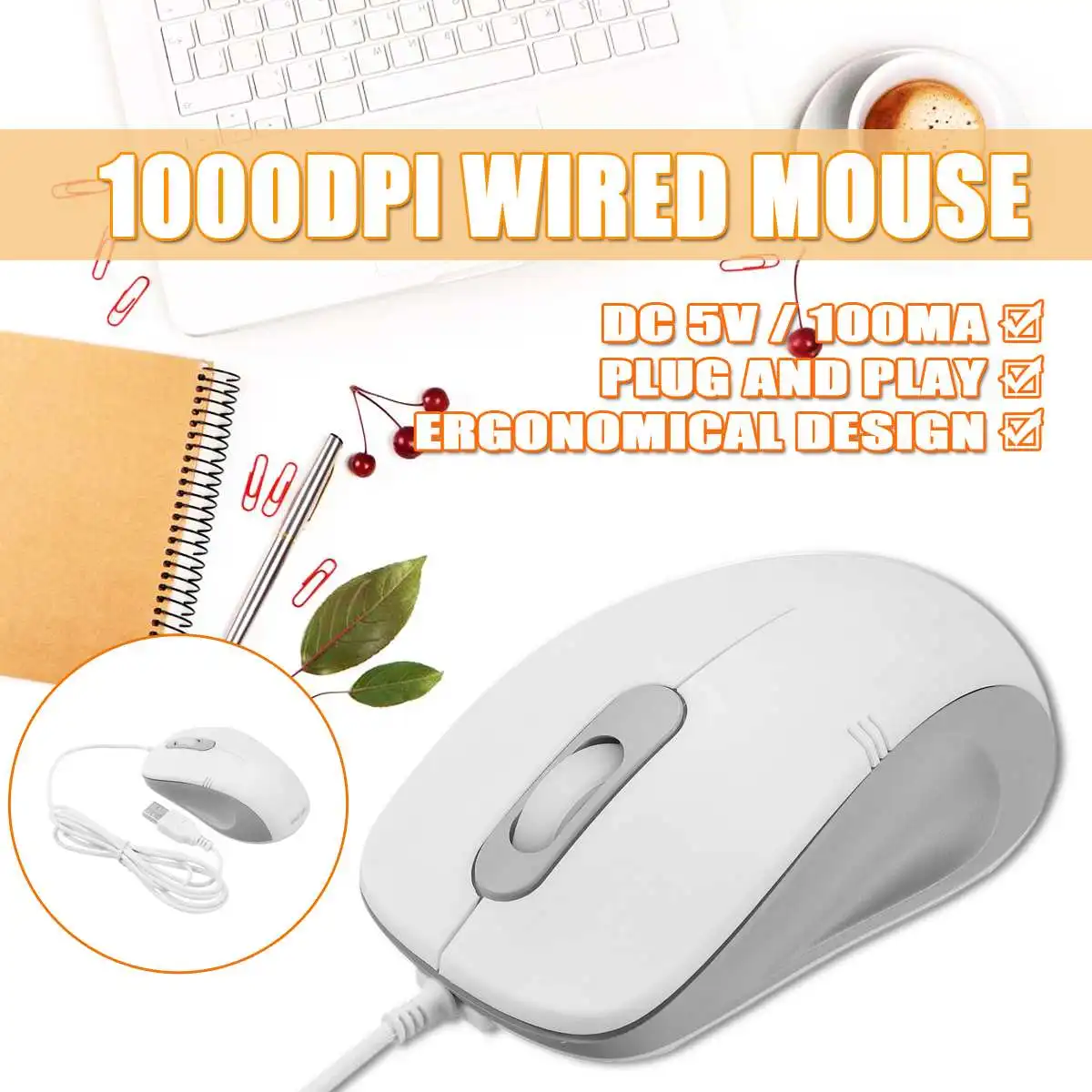 1000 dpi оптическая проводная мышь USB 3 1 3,0 2,0 Оптическая Проводная компьютерная мышь Эргономичный дизайн Удобная для ПК ноутбука