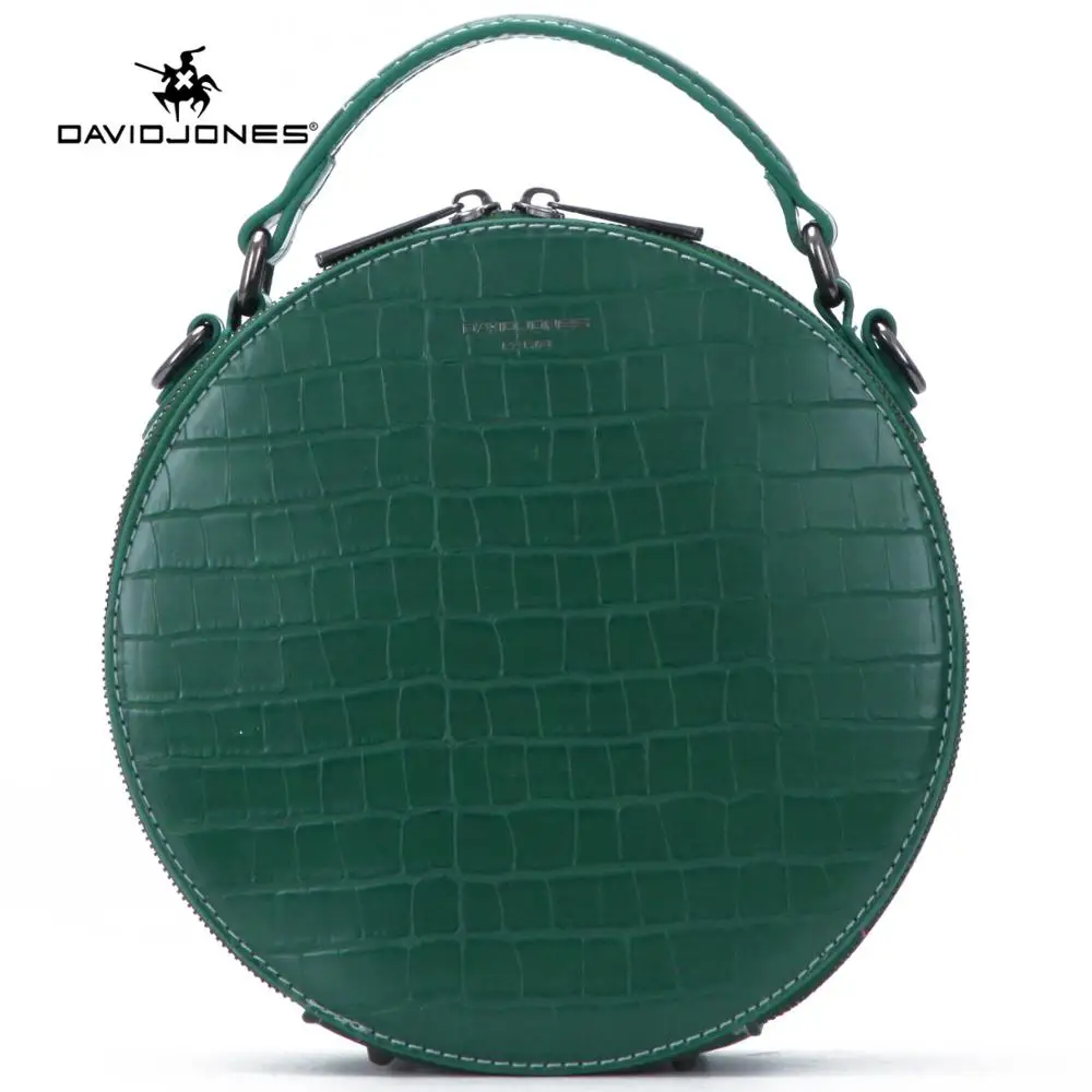 DAVID JONES women crossbody bag pu leather female shoulder bag small spring animal Print lady round bag handbag drop shipping