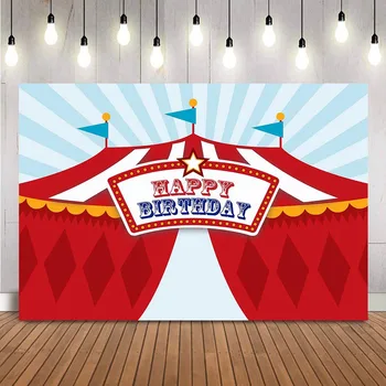 

Happy birthday circus backdrop Carnival circus tent birthday party decoration circus flags Children theme party decoration