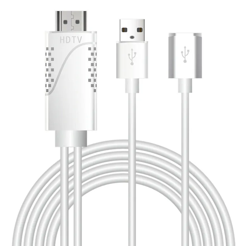 HDMI кабель для Lightning Micro type C USB к HDMI адаптер конвертер кабель AV HD tv для IPhone IPad для IOS Android телефон - Цвет: Белый