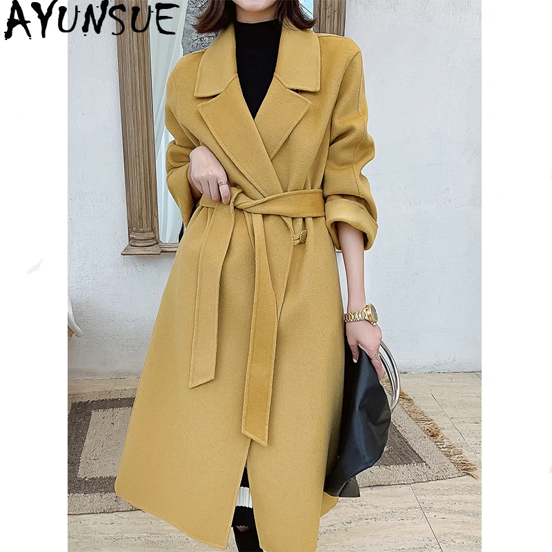 

AYUNSUE 100% Wool Coat Winter Jacket Women Clothes 2019 Double Side Woolen Coat Female Korean Windbreaker Manteau Femme MY4240