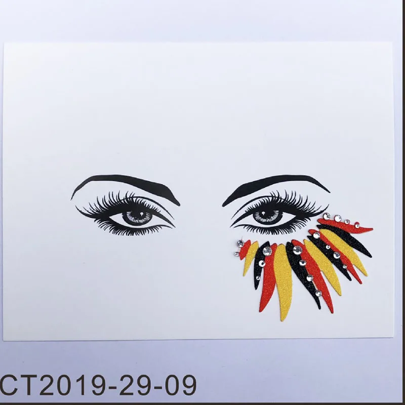 CT2019-29-09 Временная тату-наклейки для лица Уход за кожей лица драгоценные камни Стразы DIY клей уход за кожей лица Стикеры s фестиваль нарядное вечерние блеск для тела макияжный стикер - Цвет: CT2019-29-09