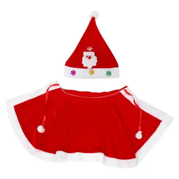 

1 Set Of Kids Christmas Santa Clause Costume Soft Cloak Hat Cosplay Decor