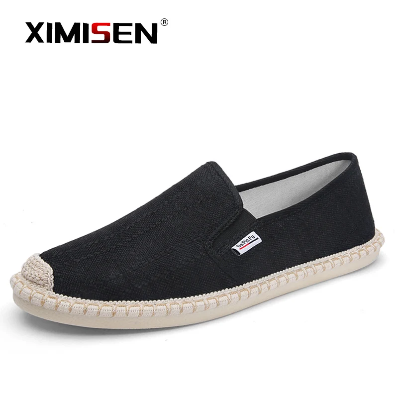 XIMISEN Breathable Linen Casual Men's Shoes Old Beijing Cloth Canvas Summer Fisherman slip-on Driving Wicking | Обувь