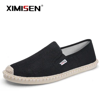 

XIMISEN Breathable Linen Casual Men's Shoes Old Beijing Cloth Shoes Canvas Summer Fisherman slip-on Driving Shoes Wicking