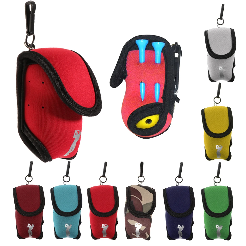 Mini Neoprene Golf Ball Bag Golf Tees Holder Pouch Carry Case & Belt Clip - Lightweight, Portable, Durable